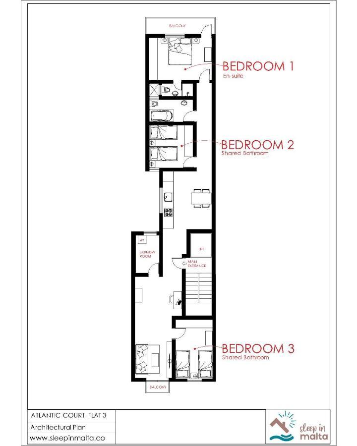 F3 Room 2, Private Room Two Single Beds Shared Bathroom Msida Extérieur photo